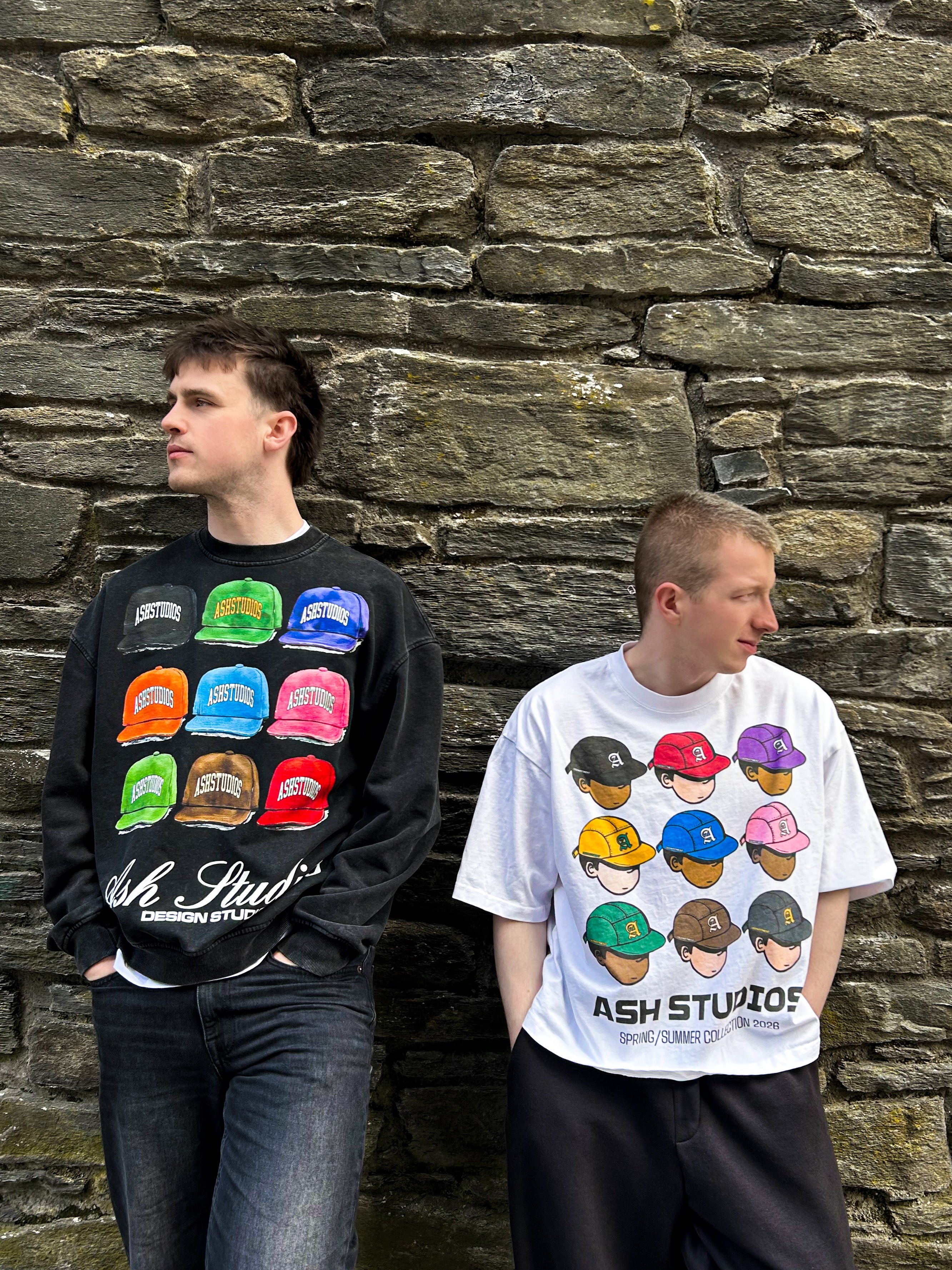 "Lids" Heavyweight Oversized Faded Sweatshirt (Black)